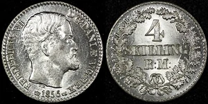 DÄNEMARK Frederik VII Silber 1856 vs 4 Skilling Rigsmont UNC Glanz KM# 758.2(0) - Bild 1 von 3