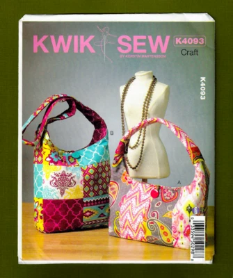 Patchwork Shoulder Bag & Tote Sewing Pattern~Fat Quarter Friendly! Kwik Sew 4093 - Image 1 of 4