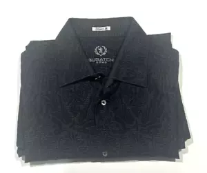 Camicia elegante uomo Bugatchi a forma di vestibilità nera/bianca disegno grafico bottoni grande - Foto 1 di 9