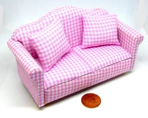 Pink and White Sofa Settee Tumdee 1:12 Scale Dolls House Furniture Accessory 162 - Picture 1 of 7