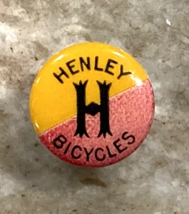 HENLEY BICYCLES Vintage Round Enameled Metal Collar Button A819 - Picture 1 of 4