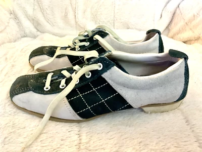 DEXTER Bowling Shoes Square Toe White And Green Suede Vintage 70s Womens 6.5M - Image 1 of 4