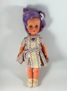 Vintage Drei M Puppe Doll West Germany Purple Hair 12"H Sleepy Eyes Tilt N Cry - Picture 1 of 8