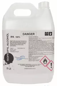 Isopropyl Alcohol 100% IPA Isopropanol 5L 5 Litres Fast Evaporating Cleaner - Picture 1 of 1
