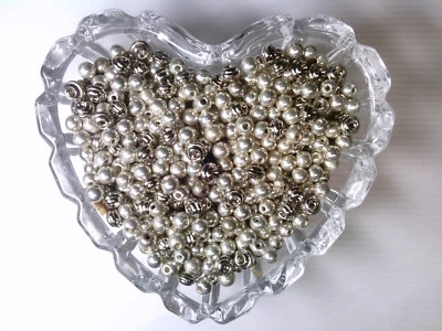 Antigo 200 REDONDO + RONDELLE CONTAS DE ACRÍLICO BANHADAS A PRATA TAMANHO MIX #011219b ORNAMENTOS - Imagem 1 de 3