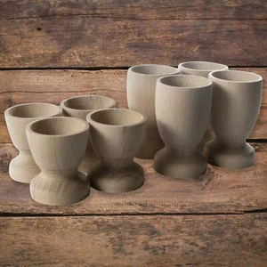 Wooden Egg Cups | 3 Sizes | Natural Beech Stands to Decorate Craft Easter DIY - Picture 1 of 32
