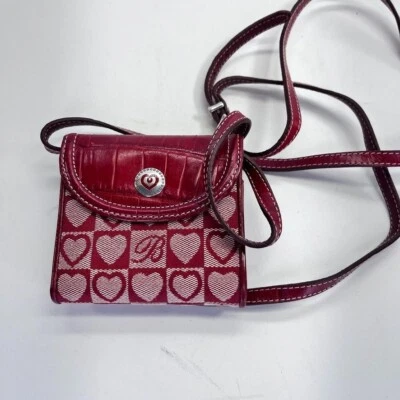 Bolso Bandolera Cartera Cuero Lona Corazón Rojo Brighton Ranura para Billetes Bolsillo para Monedas Foto 1 de 4