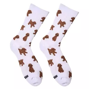 Maltipu weiße Socken mit Tierdruck | lustige Baumwollsocken | stilvolles Geschenk - Bild 1 von 3