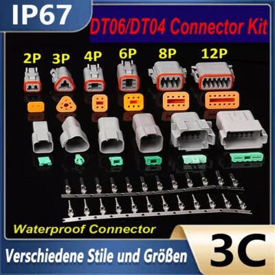 MARKENLOS Multi Stecker wasserdichte Kfz-Verbindungsstück-2/3/4/6/8/12 Weg Pin Kit DT Seri