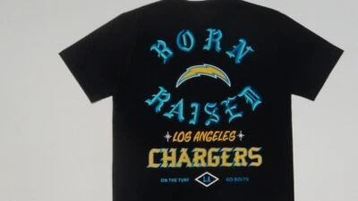 NFL LOS ANGELES  CHARGERS BORN X RAISED  ROCKER PAINTER BLACK SHIRT N STOCK - Image 1 of 4