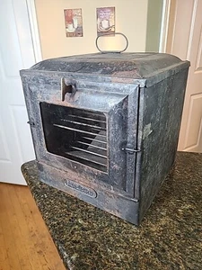 BLUE BIRD Wood Stove Top Oven ANTIQUE EARLY 1900s Bread Pie Food Warmer Metal - Picture 1 of 17