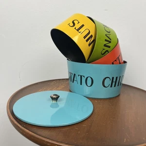 Mid Century Modern Snack Set Plastic Nesting Bowls Popcorn Pretzels Nuts Chips - Picture 1 of 10