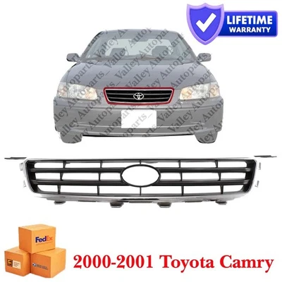Plastic Chrome Shell w/ Black Insert For 2000-2001 Toyota Camry New Front Grille Foto 1 de 4