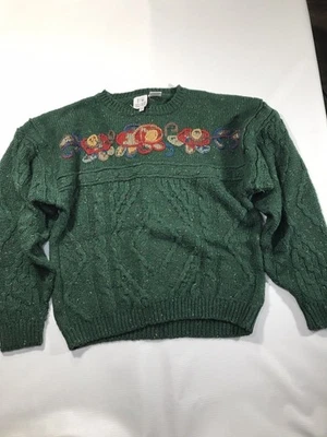 Suéter tejido vintage TOGETHER para mujer verde moteado floral talla XL (16) Foto 1 de 4