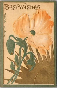 1908 Embossed Greetings Postcard "BEST WISHES" / Hand-Colored Flower G. CHOOS - Picture 1 of 2