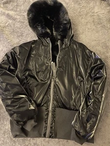 Victoria's Secret VSX Reversible Faux Fur Lined Jacket Coat Black Hoodie XL NWT - Picture 1 of 4