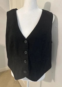 EUC TARGET A New Day Tailored LEINEN Lagenlook Button Down Weste Schwarz S - Bild 1 von 6