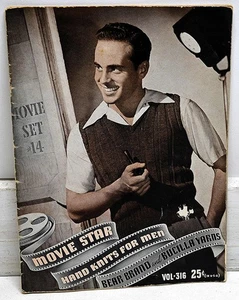 Movie Star Hand Knit Sweaters for Men - 1940 Bear Brand & Bucilla Yarns magazine - Imagen 1 de 10