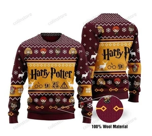 Harry Potter Chibi Figuren Ugly Christmas Sweater Geschenk zu Weihnachten - Bild 1 von 2