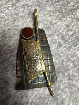 Vintage Brutalist Bronze Anhänger Modernist Handwerker Metallkunst Halskette Charm - Bild 1 von 4