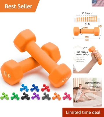 Ergonomic Neoprene Dumbbell Set, 2 x 3lb Anti-Slip Weights for Full-Body Fitness - Image 1 of 4