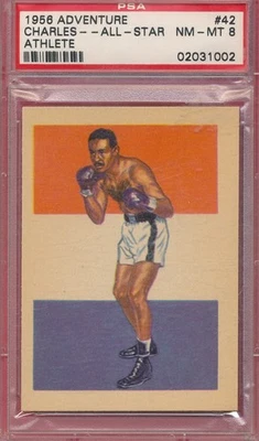 PSA 8 EZZARD CHARLES BOXER 1956 GUM ADVENTURE #42 GRADED NM-MINT BOXING *TPHLC - Image 1 of 4