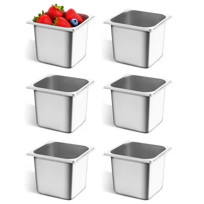 Sartenes de hotel de acero inoxidable, paquete de 6 sartenes de hotel anti-atasco, jazón de acero inoxidable... Foto 1 de 4