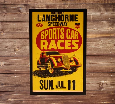 ¡Póster enmarcado Langhorne PA Auto Racing años 50! Coche deportivo de carreras Alfa Roma vintage Foto 1 de 4