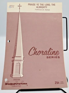 Praise Ye The Lord, The Almighty Traditional  VTG SATB Sheet Music 1964 - Picture 1 of 3