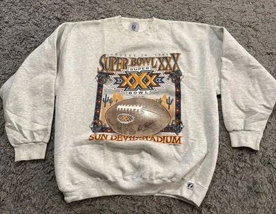 Vtg Superbowl XXX Pullover Sweater Men XL Dallas Cowboys Pittsburgh Steelers Y2K - Image 1 of 4