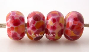 WHITE MOODY PINK Frit * handmade lampwork glass beads TANERES sra pink orange - Picture 1 of 5