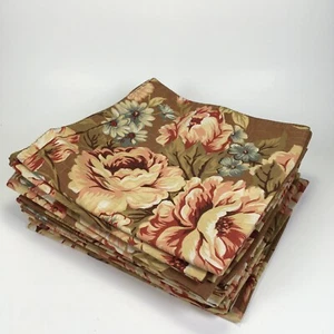 Floral Stripe Napkins Set Of 15 Reversible 17X17 Cotton Roses Daffodils Daisies - Picture 1 of 2