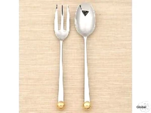NEW Original  Sasaki Orbit Gold 2 pc Stainless  flatware SERVING Set - Authentic - Picture 1 of 1