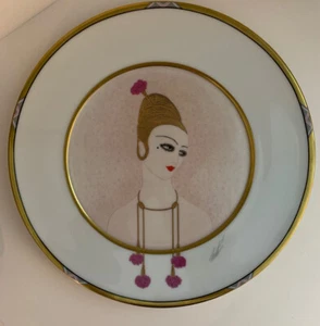 RARE VINTAGE SIGNED ERTE SEVENARTS WEST GERMANY PLATE UH 204 CARNATIONS 1990 - Bild 1 von 9