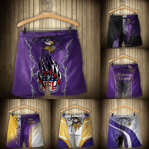 Minnesota Vikings Mens Beach Board Shorts Summer Football Quick Dry Swim Trunks Cover