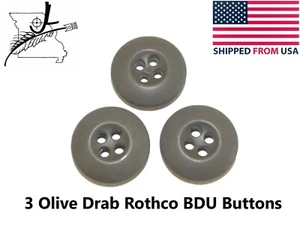 3 Rothco 3/4" Olive Drab BDU Military Buttons Camouflage Dress Replacement - Picture 1 of 6