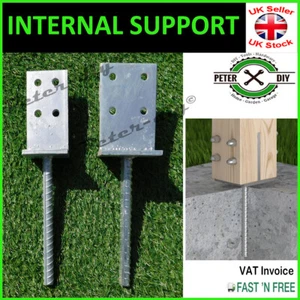 Heavy Duty Galvanised "Internal" Post Support Foot Thickness: 8mm Height: 335mm - Picture 1 of 7