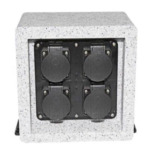 Hi Lite Energiestation 4-fach Gartensteckdose Säule La Paz IP44 Steinoptik Grau - Bild 1 von 2