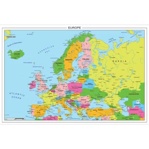 90 x 60 cm Europakarte Länder Städte Detailliert office Schule Wanddeko koration - Bild 1 von 9