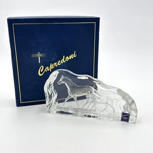 Pisapapeles esculpido vintage Capredoni Dartington cristal caballo y potro, firmado - Imagen 1 de 10