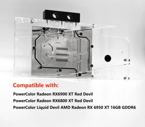 Granzon Full Cover GPU Block For PowerColor Radeon RX6900XT /RX6800 XT Red Devil - Afbeelding 1 van 9