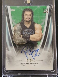 2020 WWE Topps Undisputed Roman Reigns Green Auto Autograph /50 - Picture 1 of 11