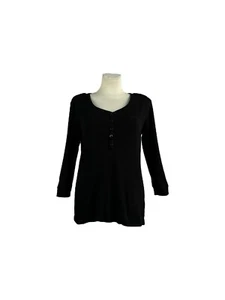 Burberry Brit Women's Blouse Long/Short Sleeve V-Neck Pullover Black Size L - Picture 1 of 15