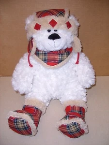Hug Fun International Inc Soft White Fluffy Snow Bear Hat Scarf Boots Plush 17" - Picture 1 of 4
