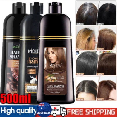 2/1x 500ml Hair Dye Shampoo Permanent Instant Hair Color Shampoo 3 in 1 Hair Dye - image 1 of 4