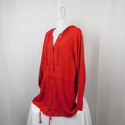 Chaqueta de rizo de algodón con capucha frontal con botones Merona vintage - roja, M/L #9316 Foto 1 de 4