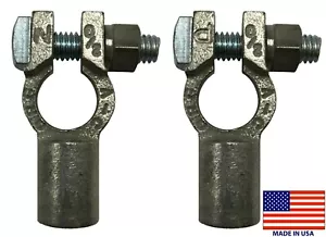 Positive & Negative 2/0 AWG Straight Barrel Top Post Battery Terminal Cable Ends - Picture 1 of 5