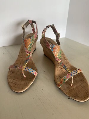 VANELI Multicolor T-Strap Cork Wedge Sandals Size 9.5 - Image 1 of 4