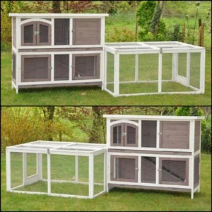 Hasenstall Kaninchenstall Kleintierstall Freigehege Kombination 233 x 90 x 104cm - Bild 1 von 8