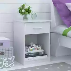 Classic Nightstand with Drawer, White - Picture 1 of 3